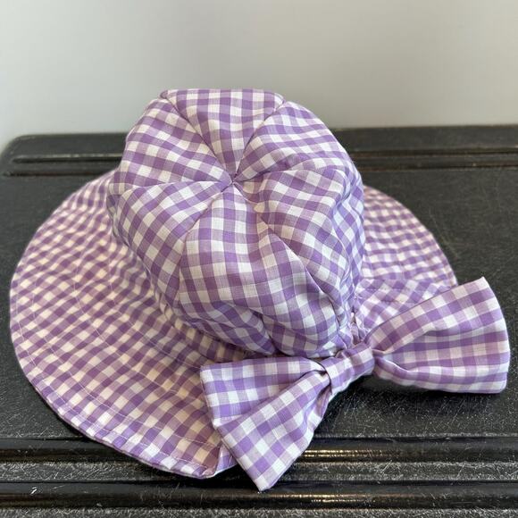 Vintage 60s Lilac Gingham Cottage Prairie Floppy Sun Hat - Picture 5 of 6